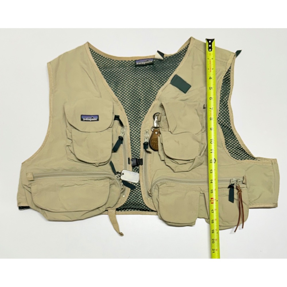 Vtg Patagonia Mesh Back Fly Fishing Vest Tan Khaki Mens XXL Utility Gorpcore